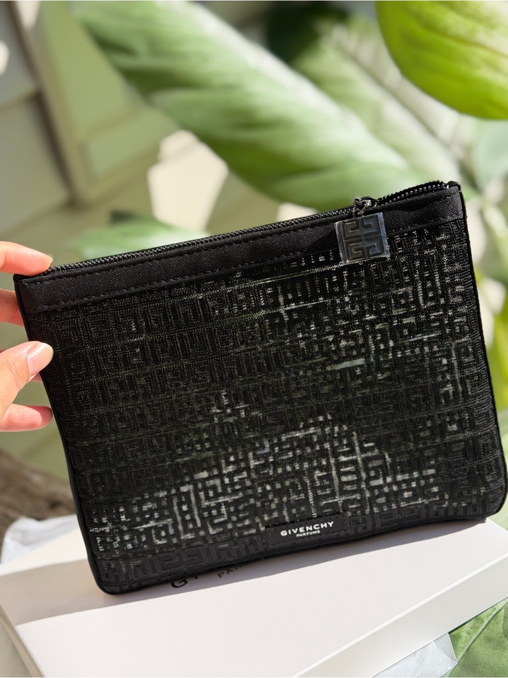 Givenchy Black Logo-Texture Toiletry Pouch with box